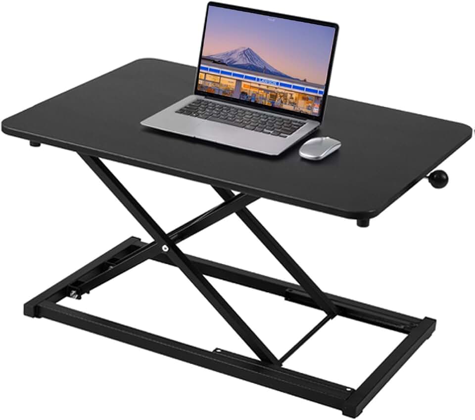 Adjustable Height Standing Desk Converter Keyboard Riser 23.6 Inch Black | Stand Up Desk Riser, Computer Keyboard Stand for Desktop, Ergonomic Sit Stand Computer Workstations