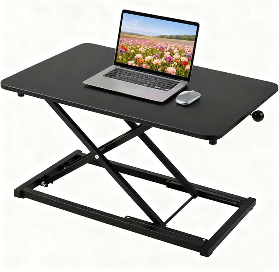 Height Adjustable Standing Desk Converter Keyboard Riser Black 23.6 Inch | Computer Keyboard Stand for Desktop, Stand Up Desk Riser, Ergonomic Sit Stand Computer Workstations