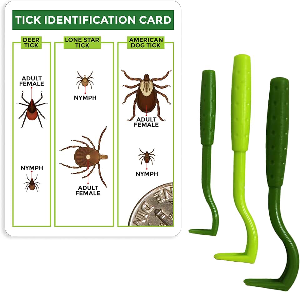 TickCheck Tick Remover Value 3 Pack - Tick Remover Tools + Tick Identification Card - for Humans, Dogs &amp; Cats (1 Set)