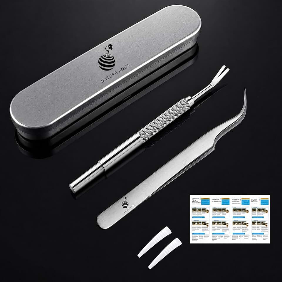 2-in-1 Stainless Steel Tick Remover Kit-Professional for Dogs, Cats&amp; Humans | Premium Tick Removal Tool Set with Stainless Steel Tweezers &amp; Hook, Silver Carry Case with Foam Insert, Manual (1 Set)