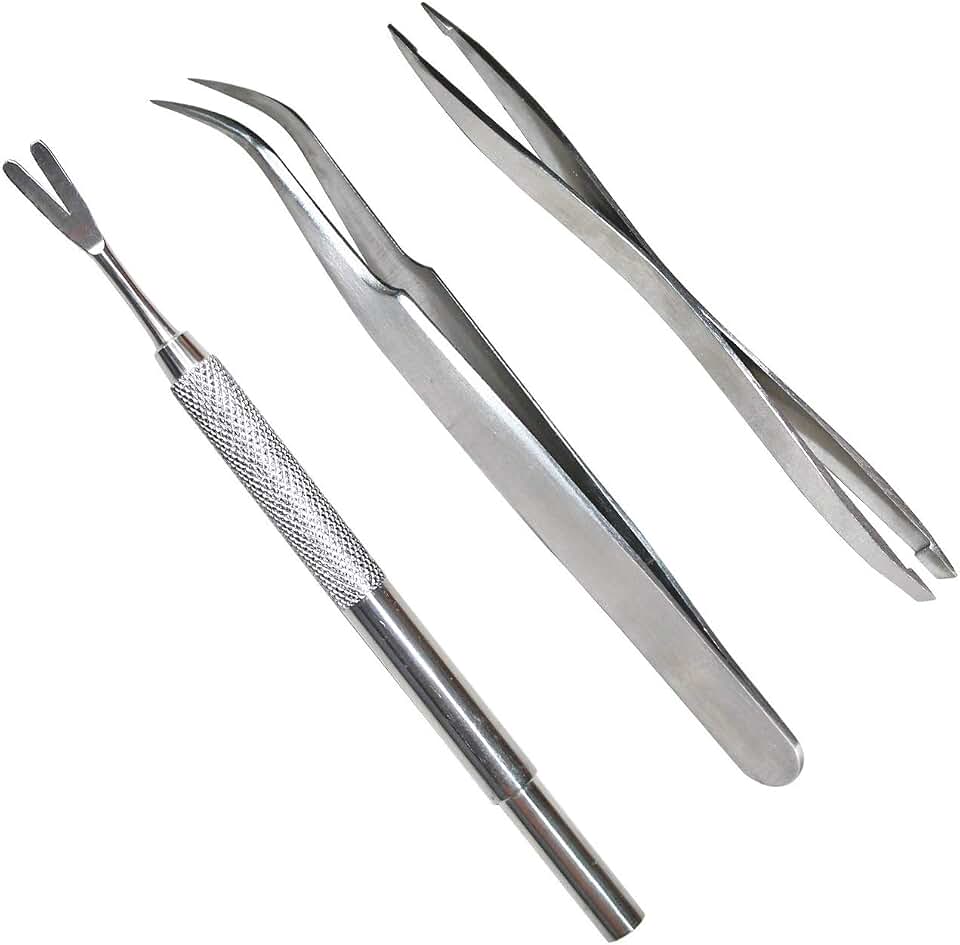 3 Pack Tick Remover Tool Set Stainless Steel Tick Remover Kit | One Double-Ended Tweezer, One Single Ended Hook Tool and One Specially Shaped Super-Fine-Tip Tweezer for Cats And Dogs
