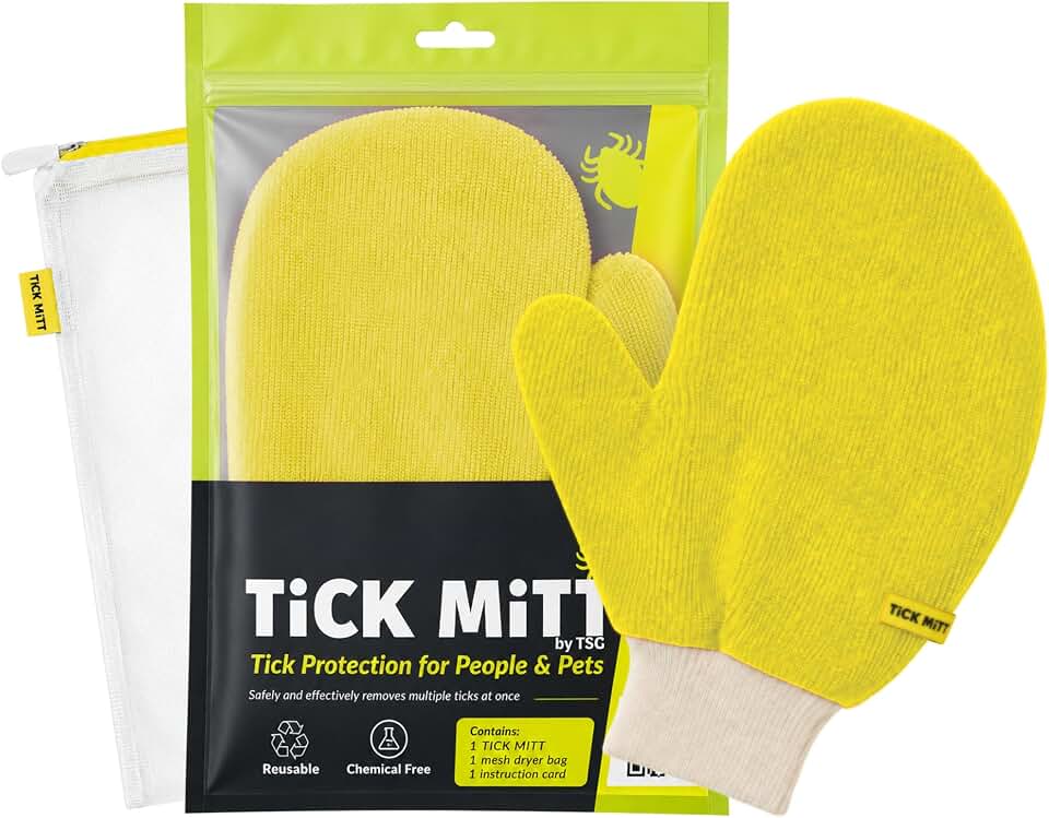 TiCK MiTT Yellow Tick Removal Glove for Humans &amp; Pets - Safely Remove Ticks Effortlessly, Chemical-Free, Durable, Portable Tick Management Tool for Outdoor Adventures &amp; Everyday Use