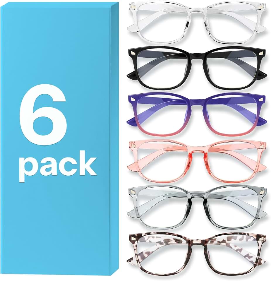 MIGSIR 6 Pack Blue Light Blocking Glasses for Women Men – Stylish Computer &amp; Gaming Glasses, Fashion Square Frame Eyewear