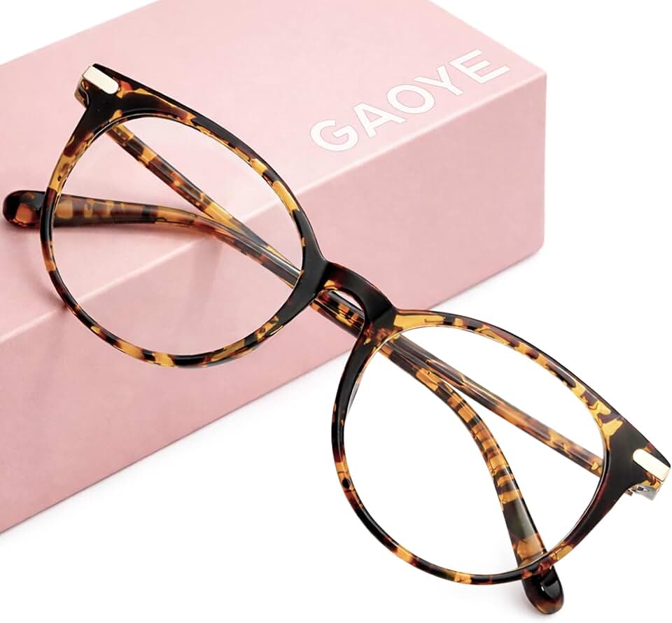 Gaoye Blue Light Blocking Glasses Retro Round - Tea Leopard | UV &amp; Blue Light Blocker, Round TR90 Frames, Chic &amp; Comfy