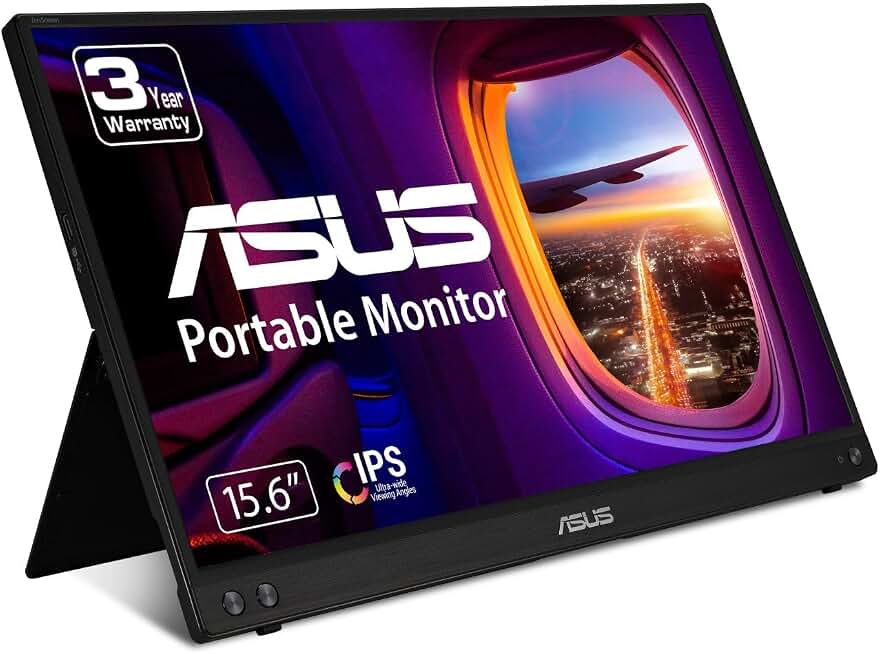 ASUS ZenScreen 15.6 Inch Portable Monitor - 1080P, Full HD, IPS, USB Type-C, Eye Care, Kickstand, for Laptop, PC, Phone, Console, Anti-Glare Surface, 3-Year Warranty - MB16ACV