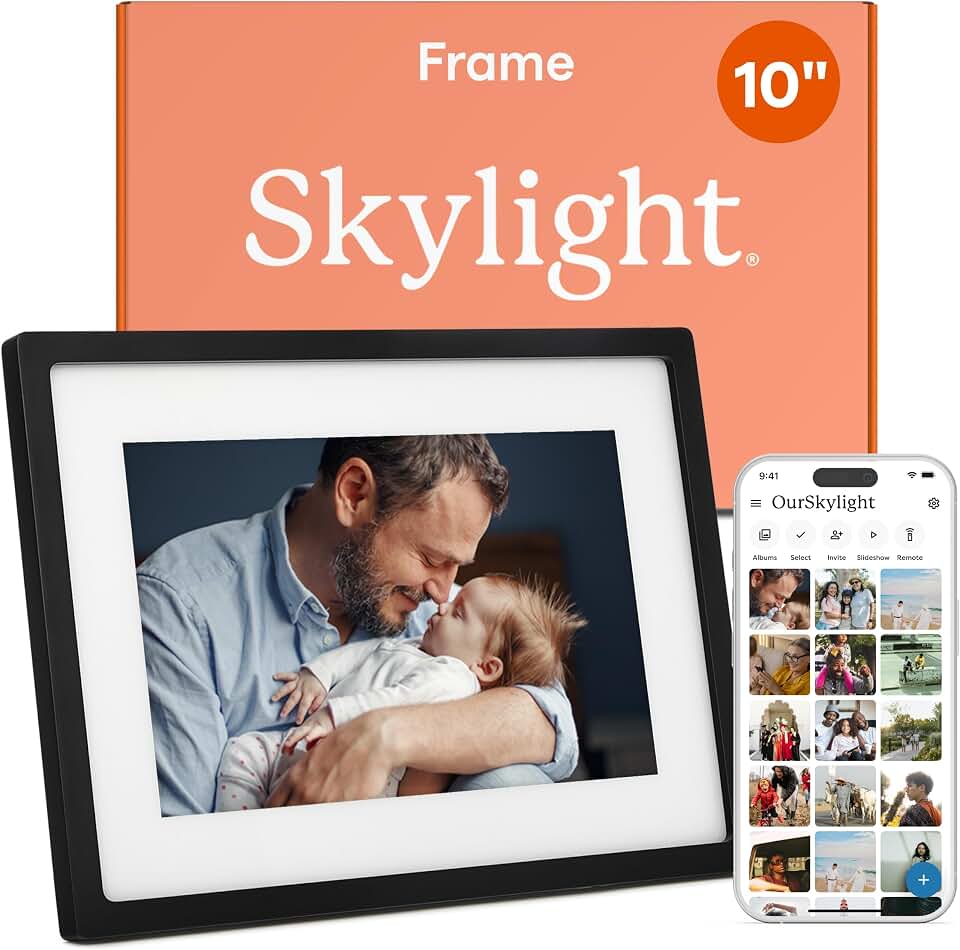 Skylight Digital Picture Frame, Load from Phone Capability, 10" Black | No Subscription Needed, Touchscreen Digital Photo Frame, WiFi, Cloud-Based Storage, Customizable Gift for Friends &amp; Family