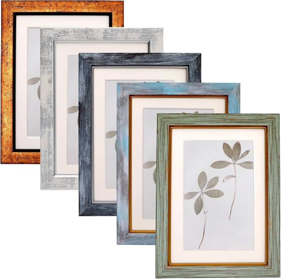 Fixwal 5x7 Picture Frame Set of 5 with Tempered Glass, Multicolor | Premium PS Product, Farmhouse-Style, Durability And Longevity, Wall or Tabletop Decor