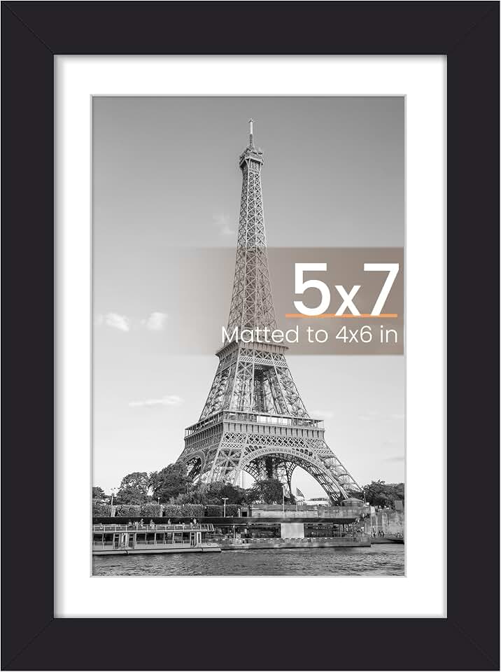 upsimples 5x7 Picture Frame, Wall Decor Photo Frames, Black 1 Pack | 5 x 7 Small Frame, 4x6 Frame with Mat for Gallery Wall, Family, Baby, Dog, Dorm, Christmas, Mothers' Day ClimeCo Certified