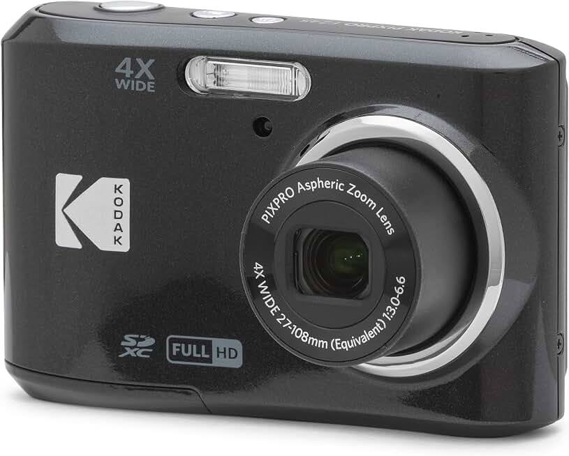 KODAK PIXPRO FZ45 16MP Compact Digital Camera, 4X Optical Zoom, AA, Black | 1080p Full HD Video, 27mm Wide Angle Lens, 2.7 Inch LCD, Point and Shoot, Digicam, Travel and Family Photos