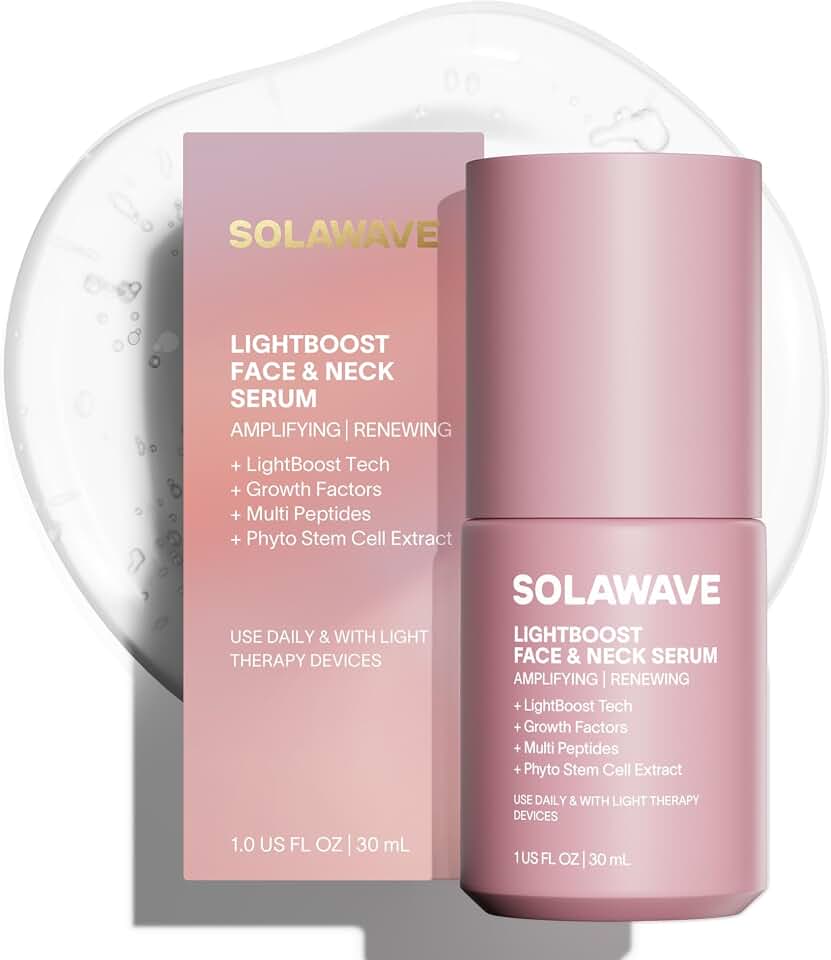 Solawave LightBoost Red Light Therapy Serum for Face &amp; Neck | Pairs with beauty wands &amp; microcurrent devices to visibly improve results. Supports collagen &amp; hydration, smooths fine lines.