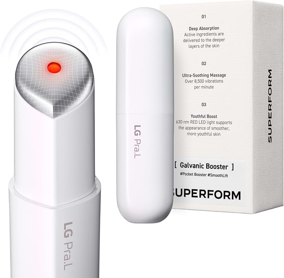 LG Pra.L Superform Galvanic Booster Mystic White, 1min booster for ageless skin, anti-aging, Korean skincare, Glow on the go, Serum booster device, Glass Skin, Glow Booster, Gift