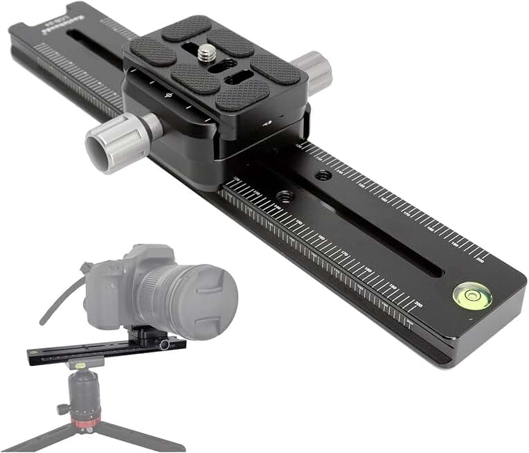Koolehaoda 240mm Nodal Slide Quick Release Clamp, Angle Adjustable | Rail Plate Bracket Mount, Arca Swiss Compatible, for DSLR Camera Tripod Ball Head, Panoramic &amp; Macro Photography