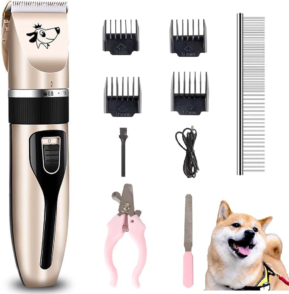 Dog Clippers Grooming Kit and Paw Trimmer,Cordless,Low Noise, Electric Quiet,Rechargeable, Dog Trimmer Grooming, Pet Hair Clippers for Thick Coats,Shaver for Small and Large Dogs Cats