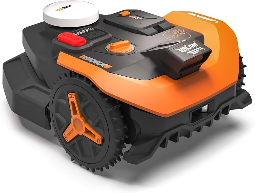 WORX Robot Lawn Mower for 1/4 Acre, No Perimeter Wire, WR310 | Landroid Vision Cloud with AI Obstacle Avoidance, RTK Cloud Navigation, Auto Mapping, App Control, 30% Slope