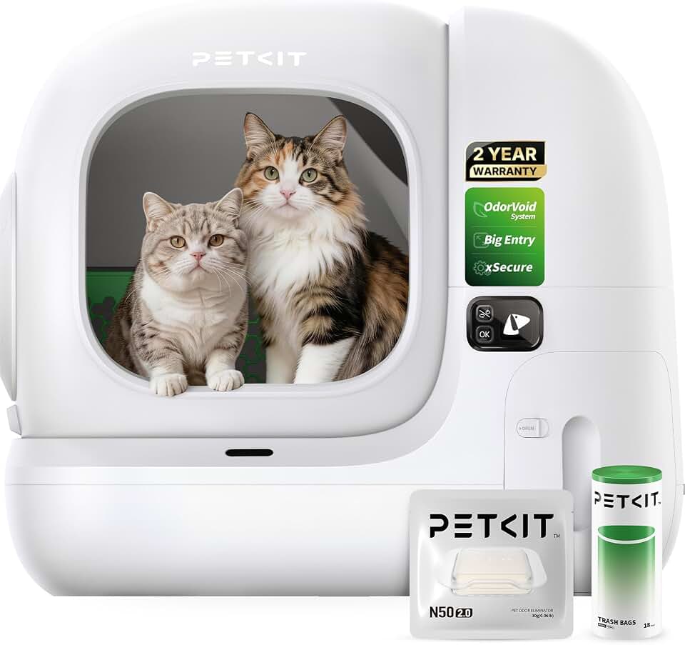 PETKIT Purobot max 3 Odor Free&amp;Leak Control, Self-Cleaning Cat Litter Box | Low Entrance for Large &amp; Multi-Cat, Always-Open &amp; Anti-Pinch Design,Safety Sensors,Anti-Leakage Pad, with Trash Bags&amp;N50