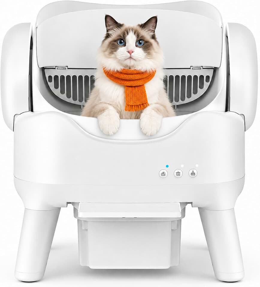 RPZ Automatic Litter Box Self Cleaning, Open-Top Smart Cat Litter Box | Smart Electric Auto Cleaning Litter Box with Litter Mat &amp; 2 Litter Bags, Ideal for Busy Homes &amp; Apartments