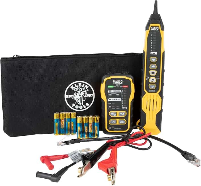 Klein Tools VDV500-920 Wire Tracer Tone Generator and Probe Kit Continuity Tester for Ethernet, Internet, Telephone, Speaker, Coax, Video, and Data Cables, RJ45, RJ11, RJ12