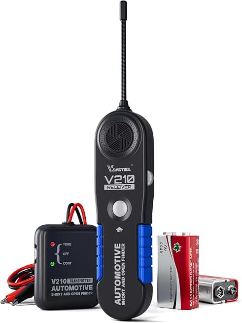 VDIAGTOOL V210 Wire Tracer Circuit Breaker Finder, Automotive Circuit Tester Open &amp; Short Circuit Finder, Broken Wire Detector Tool Cable Tracker Break Locator Electrical DC 6-42V Global Recycled Standard