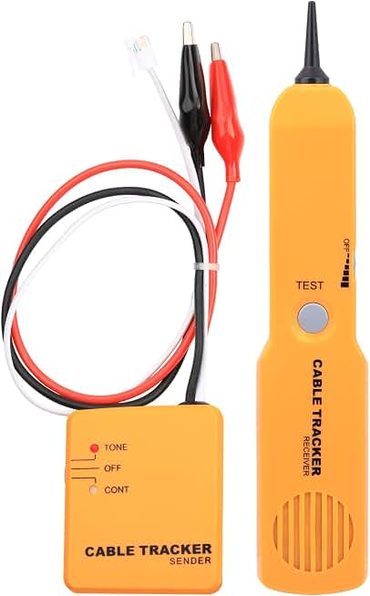 Yellow Cable Finder Tone Generator Probe Tracer Wire Tracker Cable Circuit Tester Features Alligator Clips RJ11 Plug Finding Tool