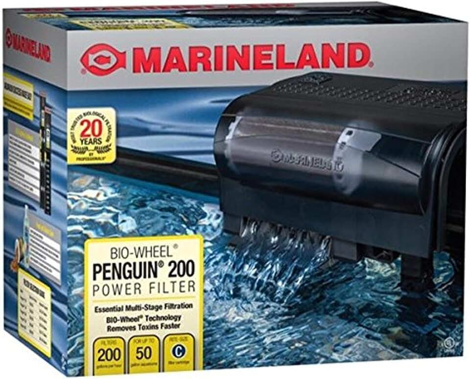 Marineland Bio-Wheel Penguin 200 GPH Power Aquarium Filter | For Aquariums Up to 40 Gallons, Ultra-Quiet Hang-On-Back Fish Tank Filter with Multi-Stage Filtration