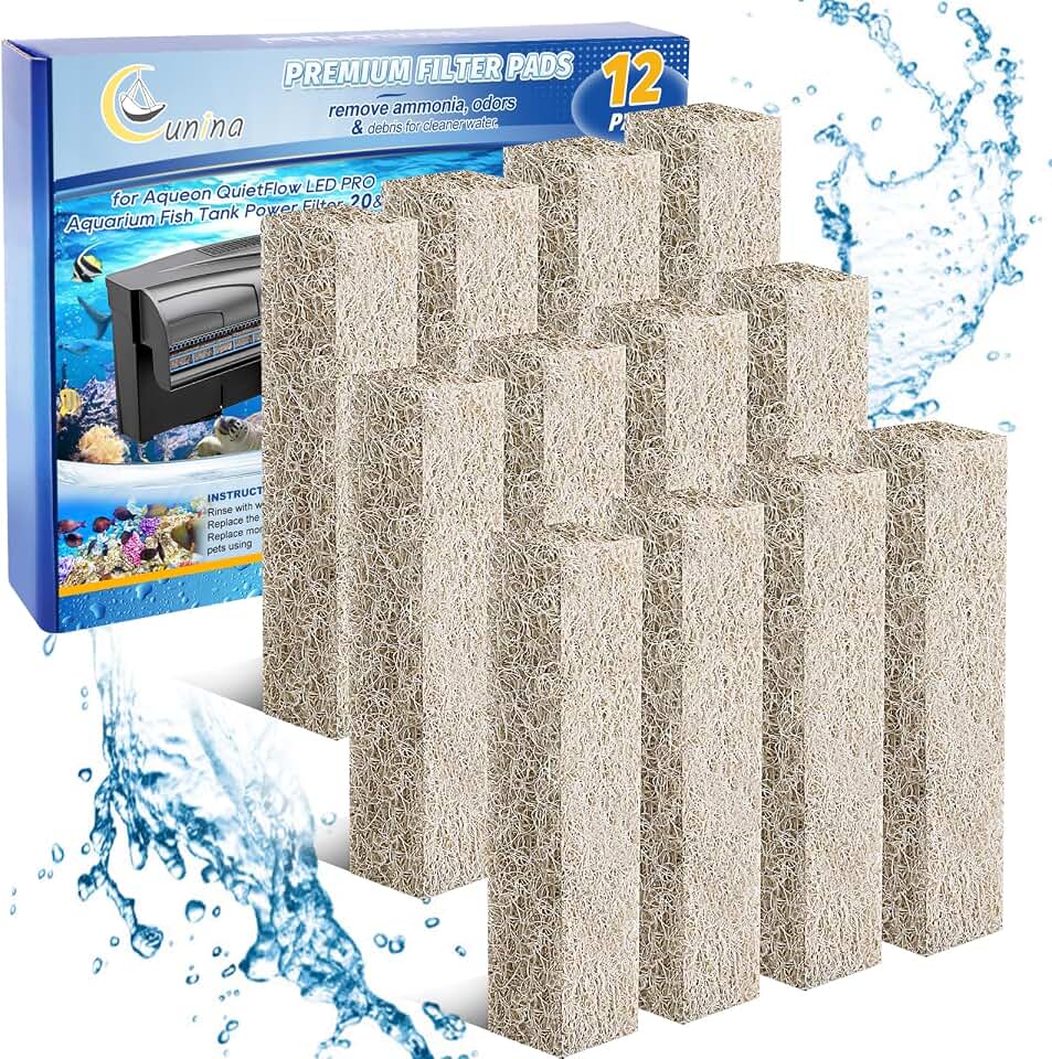 Replacement Filter Cartridges Compatible with Aqueon Quietflow 20 75 | 12PCS Ammonia Reducer Filter Pads Fit for Aqueon Quietflow LED PRO Aquarium Fish Tank Power Filter Pad Sponge