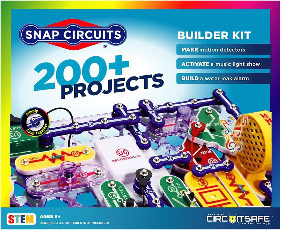 SNAP CIRCUITS 203 STEM Electronics Kit, 200+ Projects, Ages 8+ | Includes 42 snap modules for 200+ hands-on electronic projects with a full-color project manual.