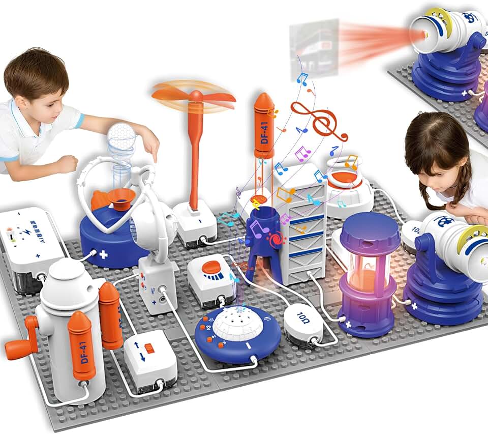 Science STEM Kits for Kids, Electronics Exploration Kit, 66 Pcs DIY Circuit Parts, Over 1200 Projects, STEM Educational Toy Gifts for Kids Boys Girls Ages 3 4 5 6 7 8 9 10 11 12, Color Project Manual