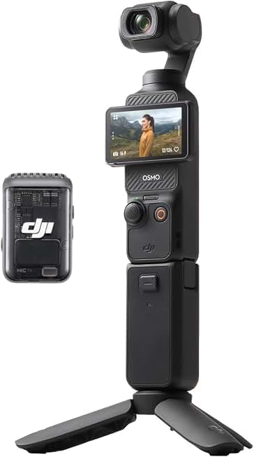 DJI Osmo Pocket 3 Creator Combo, Vlogging Camera with 1'' CMOS &amp; 4K/120fps | 3-Axis Stabilization, Spotlight Follow, Fast Focusing, Mic Included for Clear Sound, Small Camera for Photography