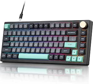 VGN N75 Wired 75% Compact Mechanical RGB Gaming Keyboard featuring Media Knob