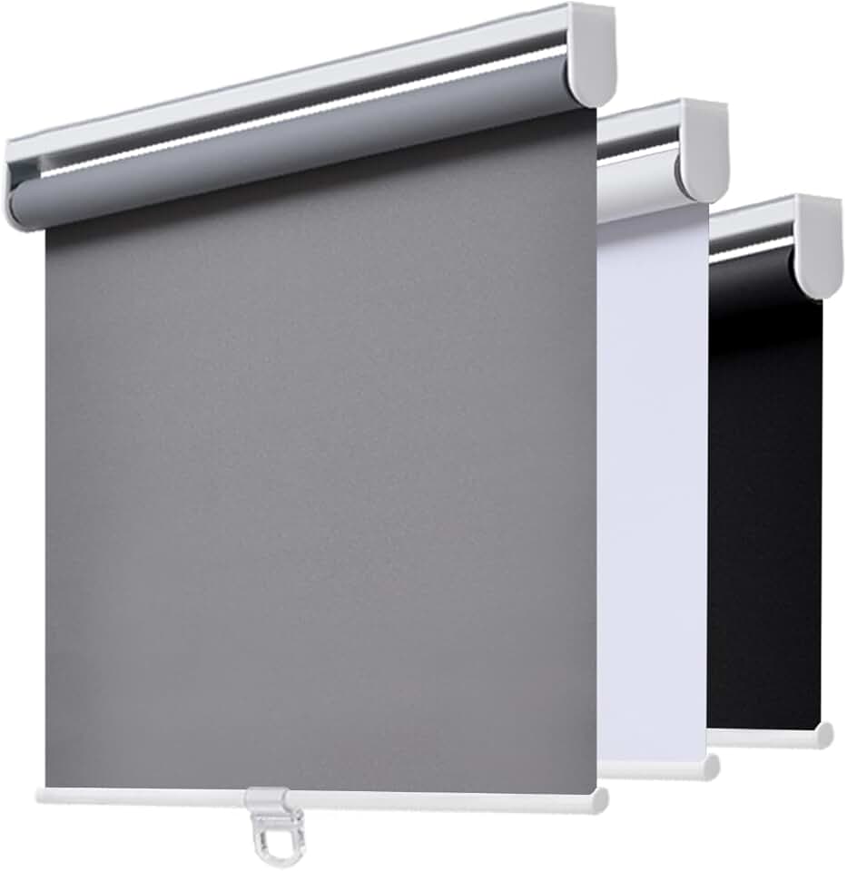 AOSKY Blackout Cordless Roller Shade for Indoor Windows, 23"W x 72"H, Grey | Black Out Window Shade with Spring System, Thermal Insulated UV-blocking Fabric, Room Darkening Pull Down Blind for Home Door Global Recycled Standard