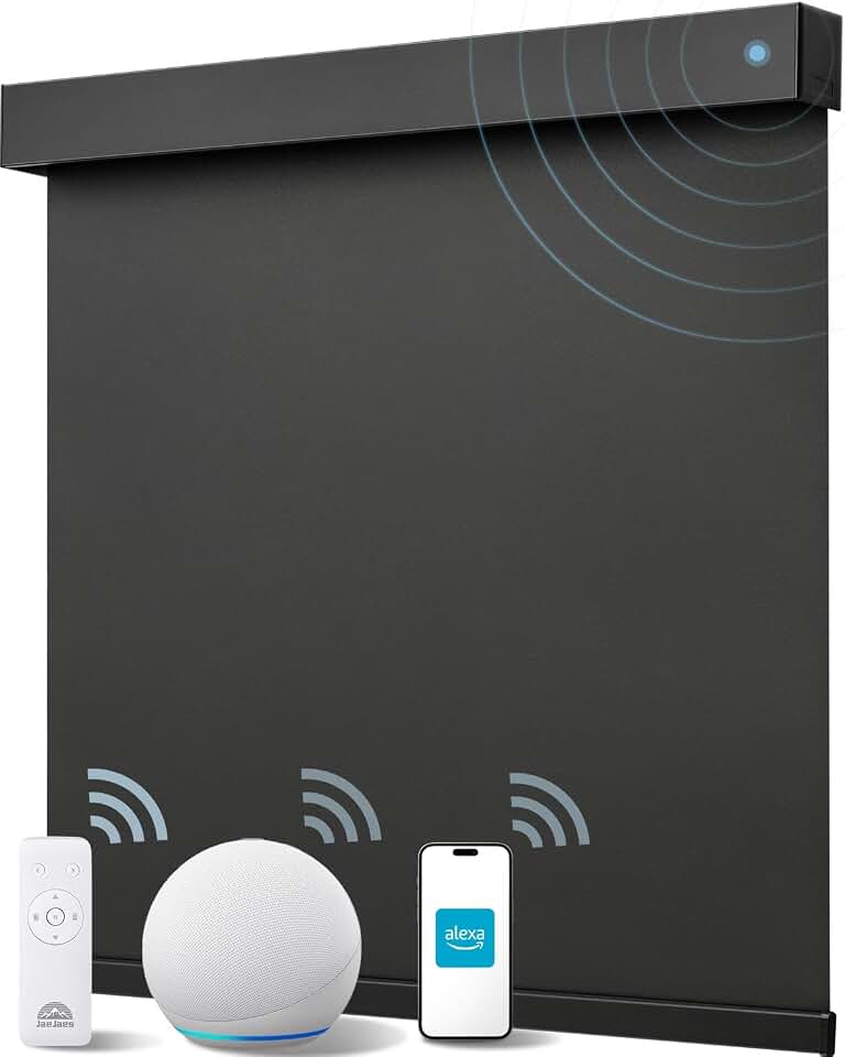 Smart Roller Shades for Windows, Works with Alexa, 23" W x 72" H, Black | Automatic Electric Motorized Blinds for Indoor Windows, Alexa/App Remote, Battery Quiet Motor, Eco Fabric, Easy Install