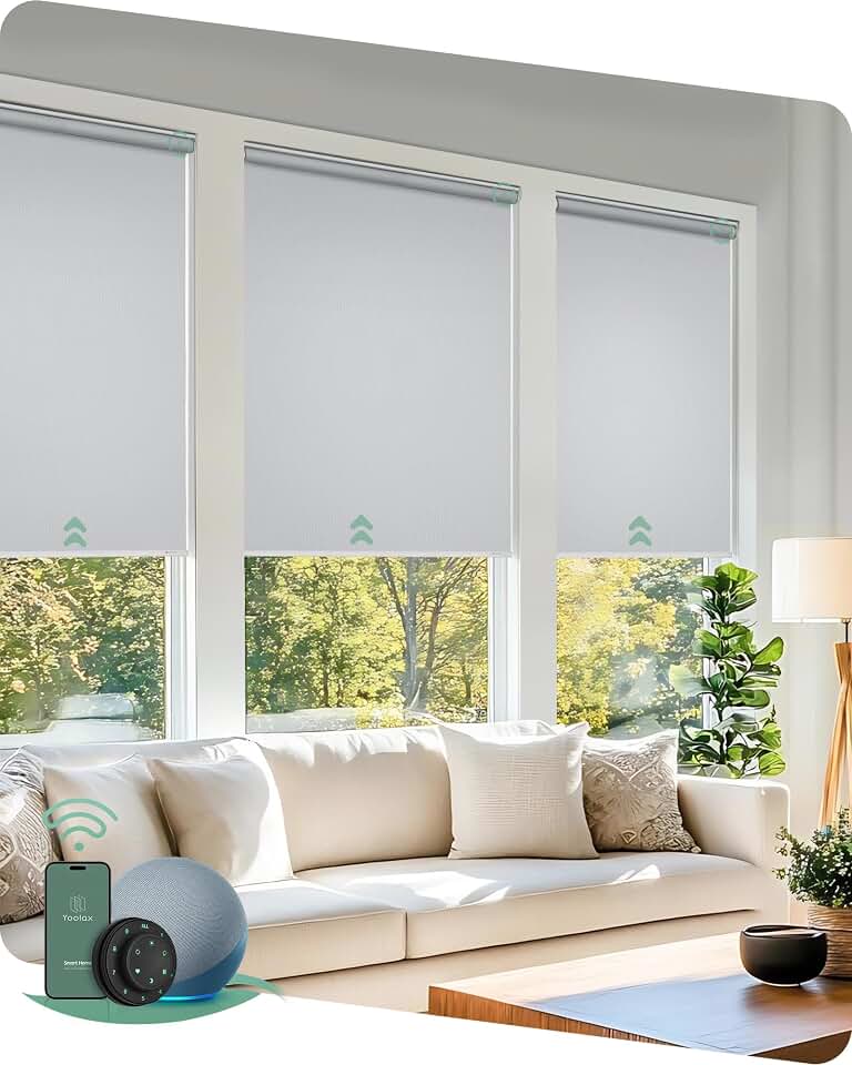 Yoolax Motorized Blinds with Remote, Smart Blinds for Windows, Custom Size | Automatic Blinds with Voice Control, Works with Alexa, Google Assistant, Apple Home, 100% Blackout, Bedroom Home Office Global Recycled Standard