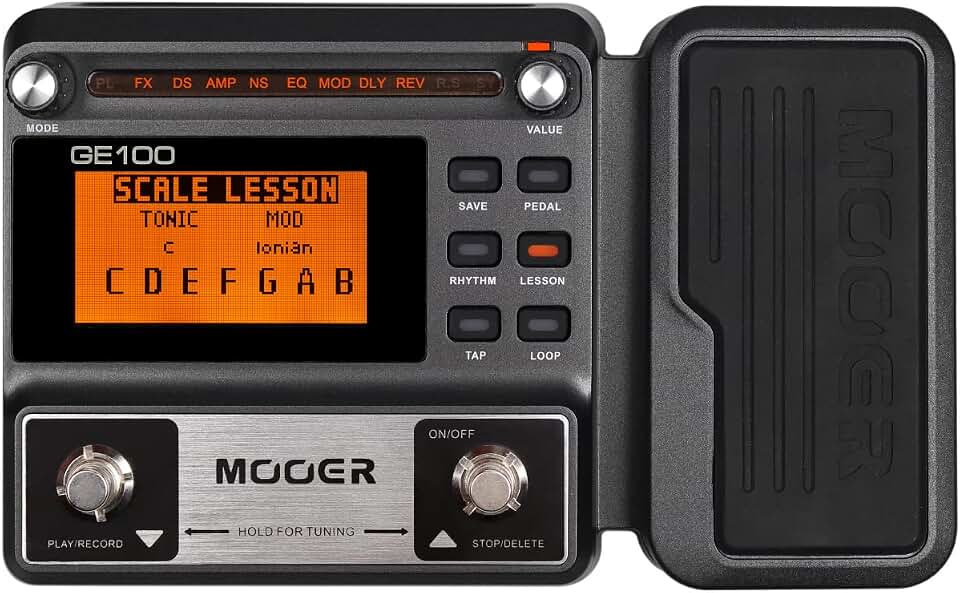 MOOER GE100 Multi-Effects Guitar Pedal 80 Presets, 66 Effects | 180 Second Loop,40 Drum Rythm, Distortion, Expression Volume Wah Pedal, Tap Tempo, Headphone Out, LED Screen, Tuner