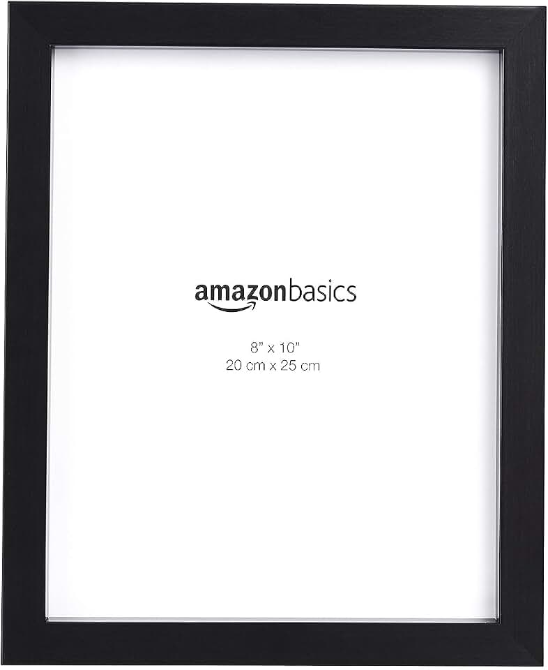 Amazon Basics Rectangular Photo Picture Frame, 8" x 10", Wall Hanging or Tabletop Display, Black, 2-Pack, Horizontal or Vertical