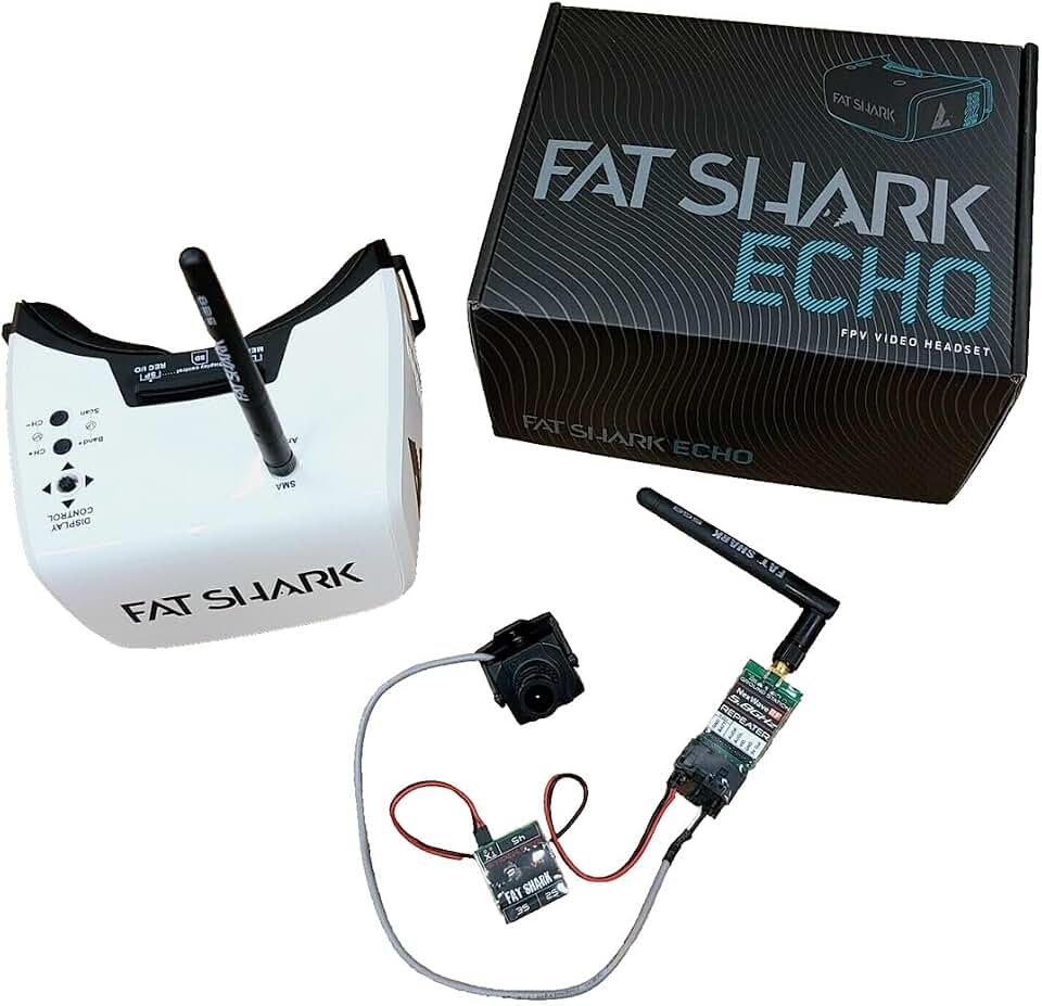 Fat Shark Recon Echo DVR FPV Goggles and Camera &amp; Transmitter Combo - Fixed-Focus Prime Lens, B3 Mount, White