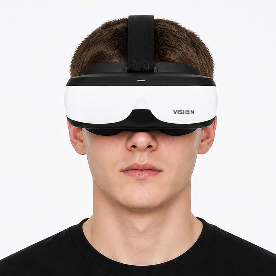 Bigeyes H3 Head-Mounted Display, 300-Inch HD Virtual Screen, HDMI Video Glasses with Built-in Battery, 3-Hour Playtime, Lightweight Personal Cinema for Movies, Travel, Camping and Bedtime