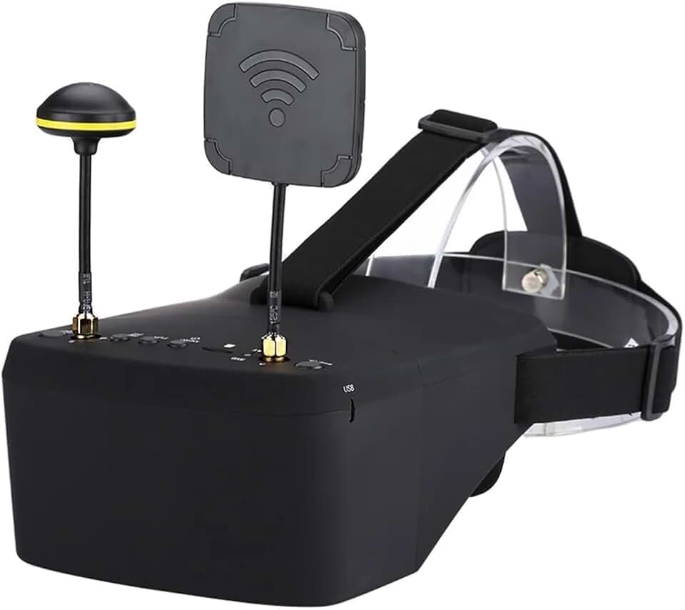 EV800D FPV Goggles with DVR - 5.8G 40CH 5 Inch Screen Build in Antenna Battery for Analog FPV Camera and Transmitter FPV Drone RC Car Airplane Hobby