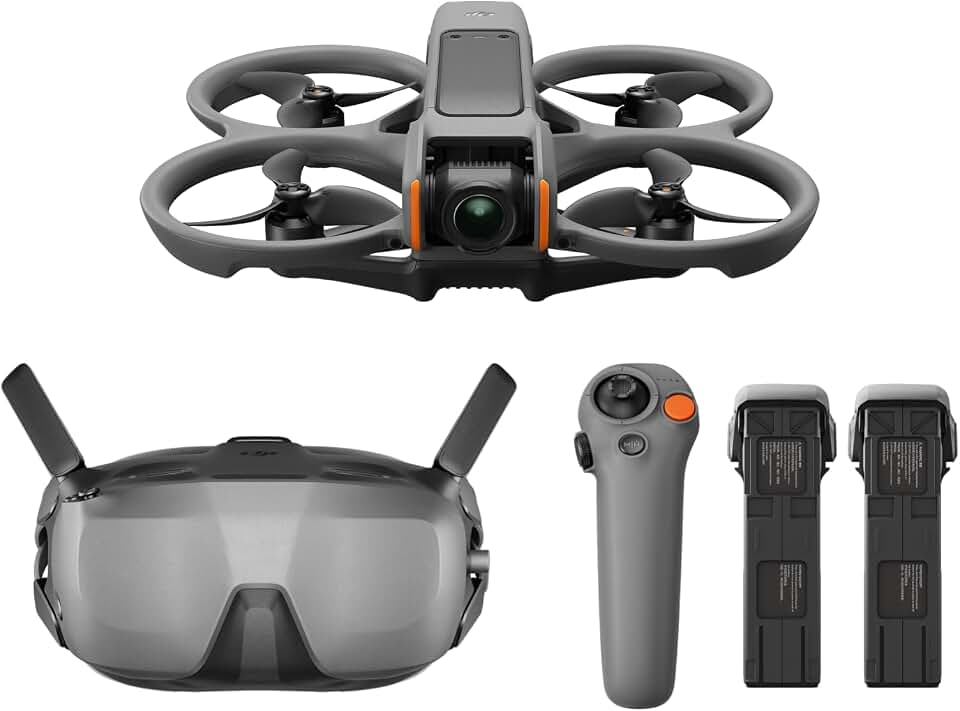 DJI Avata 2 Fly Smart Combo (Three Batteries), FPV Drone With Camera 4K | Includes Goggles N3 &amp; RC Motion 3, Immersive Flight Experience, Built-in Propeller Guard, Easy Flip/Roll