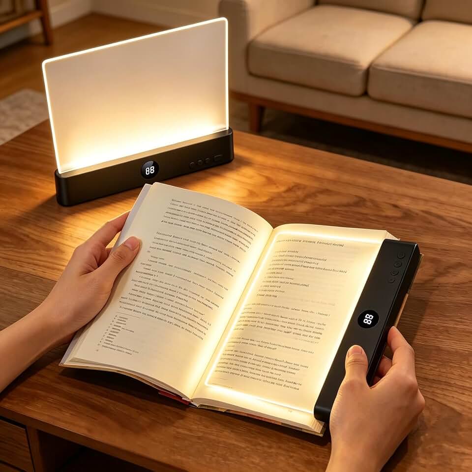 Choudao LED Book Light &amp; Night Light 2 in 1,Dimmable Flat Reading Light | 3 Color Temperatures &amp; Stepless Dimming, USB Rechargeable Full Page Light with Timer for Night Reading in Bed ClimatePartner certified