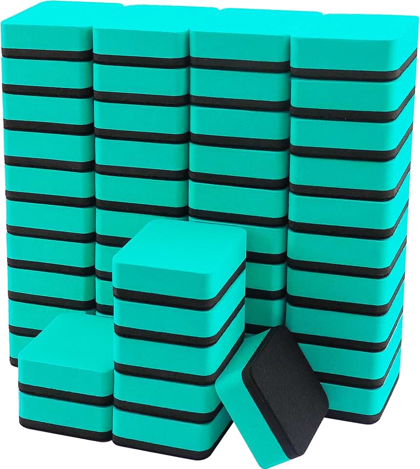 Mini Dry Erase Erasers, Green, 48 Pack, 2 x 2 Inch