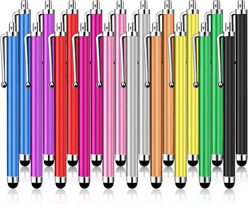 20 Pack Stylus Pen,Stylus Pen for Touchscreen,Universal Stylus | High Precision Sensitivity for Everyday Writing/Drawing, Compatible with Touch Screens,10 Colors ClimatePartner certified