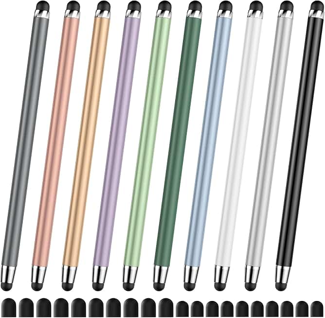 DAXINGXING Stylus (10 PCS), Universal Stylus Pen for iPad Touchscreen | Metal Barrel, Dual Rubber Tip for Apple Devices (iPad, iPhone), Amazon Fire Tablets, Android Tablets and All Touchscreens ClimatePartner certified