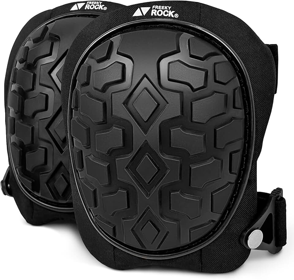 Professional Knee Pads for Work Construction with Heavy Duty Cap Foam Padding Gel Cushion Knee Pads for Men, Comfortable Adjustable Strong Strap, Military Grade Rivet for Flooring Gardening