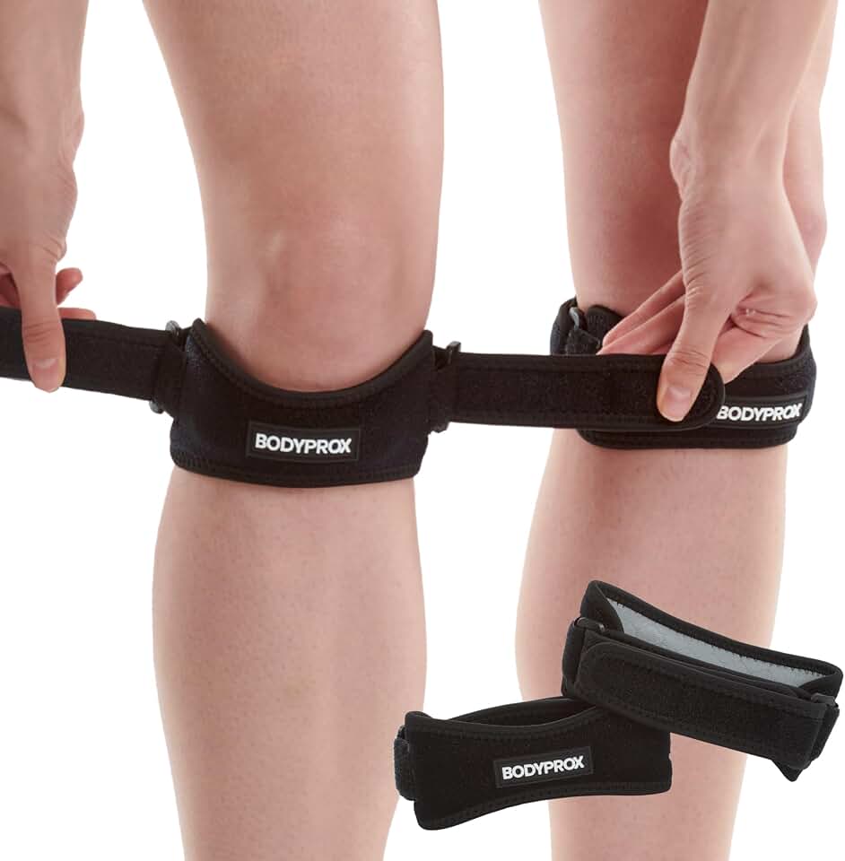 Bodyprox Patella Tendon Knee Strap 2 Pack, Knee Pain Relief Support Brace | Hiking, Soccer, Basketball, Running, Jumpers Knee, Tennis, Tendonitis, Volleyball &amp; Squats