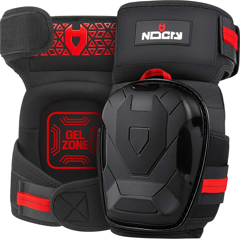 NoCry Professional Work Knee Pads for Men Construction with Ankle Support and Heavy Duty Anti-Slip Cap — Foam Cushion and Extra Thick Gel Padding — Reinforced Thigh &amp; Shin Straps