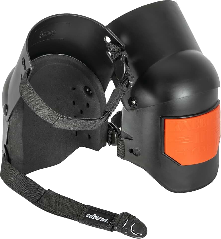 Sellstrom KneePro Professional Construction Kneepads for Work - Men &amp; Women | Hybrid Gel &amp; Thick Foam Cushion Knee Pads, for Roofing, Flooring, Gardening, Heavy-Duty Hard Shell, No-Slip Double Straps