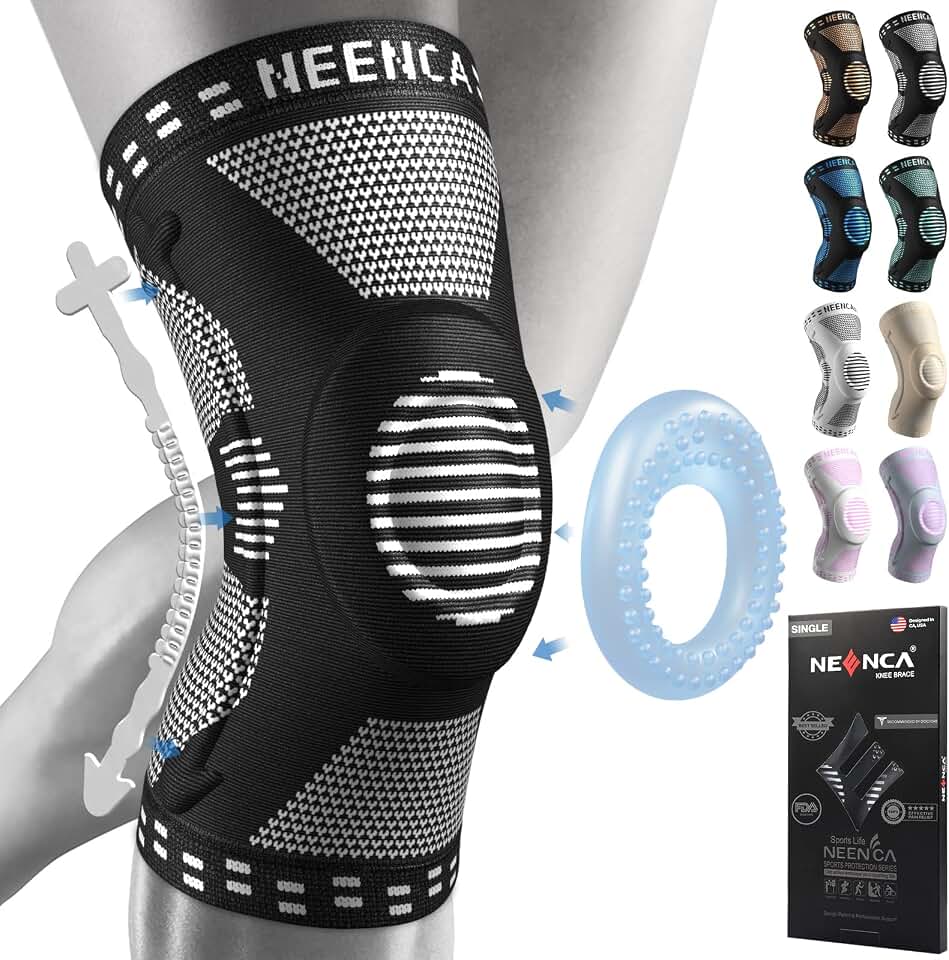 NEENCA Professional Knee Brace, Medical Knee Support for Women &amp; Men Relief | Patented Patella Gel Pad &amp; Side Stabilizers, Compression Sleeve for Knee Pain, Swelling, ACL, PCL, Arthritis, Sports, Workout OEKO-TEX STANDARD 100