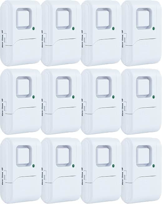 UltraPro Personal Security Window and Door Alarm, 12 Pack, Wireless Chime | DIY Protection, Burglar Alert, Easy Installation, Home Security, Ideal for Home, Garage, Apartment, White, 45989