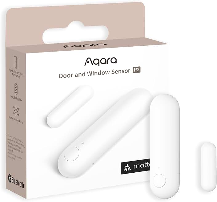 Aqara Door and Window Sensor P2, Contact Sensor with Remote Alarm | Matter Over Thread, Requires 2-in-1 Matter Controller &amp; Thread Border Router, Supports Apple Home, Alexa