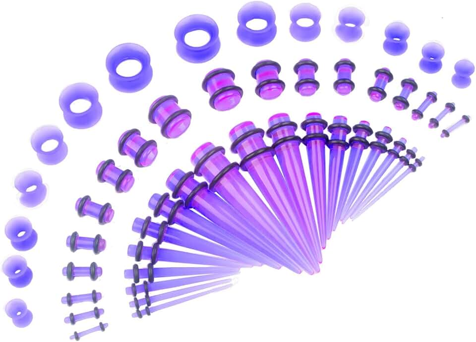 50 Pcs Ear Gauges Stretching Kit 14G-00G